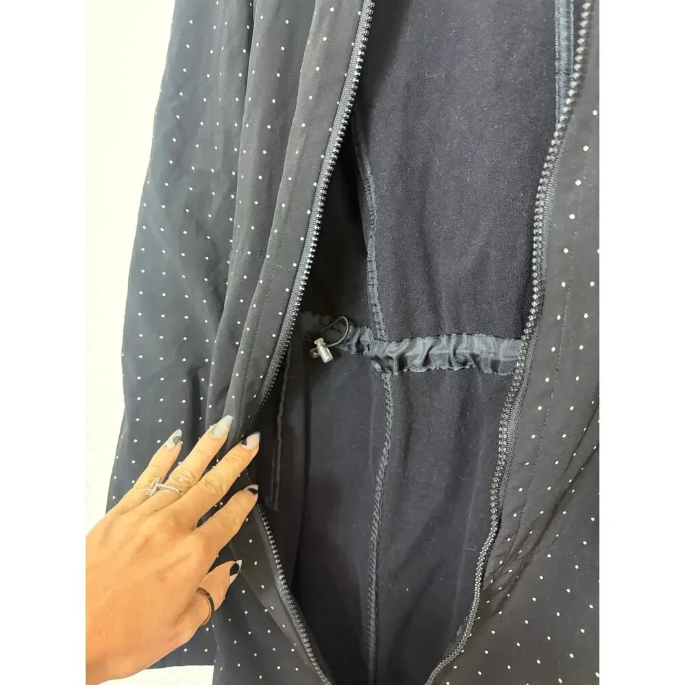 Lululemon Apres Yoga Jacket Black White Polka Dots Mid Length Hoodie